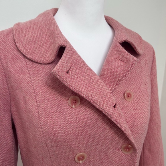 Halogen Pink Double-Breasted Wool Pea Coat M - Picture 2 of 4